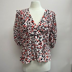 Ted Baker Coralo Abstract Animal Print Blouse in Pink Multi